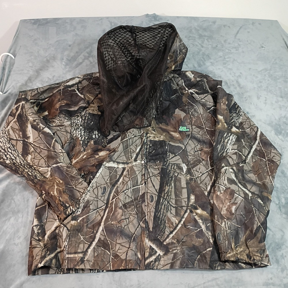 Bug Tamer Camo Mesh Hunting Jacket Mens Large Full Zip Hooded Veil Made in USA